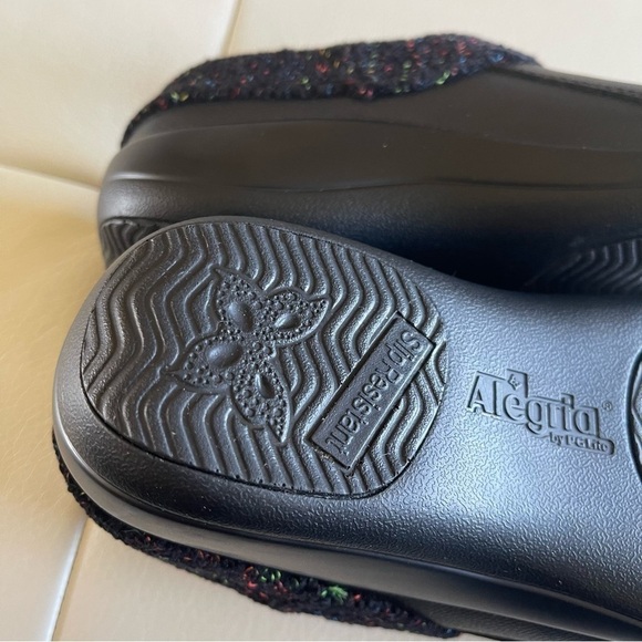 Alegria Kyah Black Leather Mule Knit Trim Comfort KYA-7630 Faux Fur Lining 35 - Picture 5 of 16